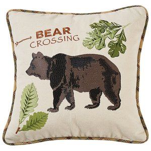 New PARK DESIGNS Embroidery Bear Fall Pillow Cover